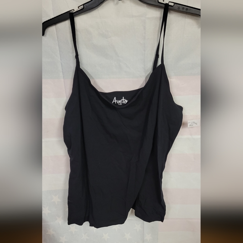 Aveto Plus 3X Black Adjustable Straps Tank Cami